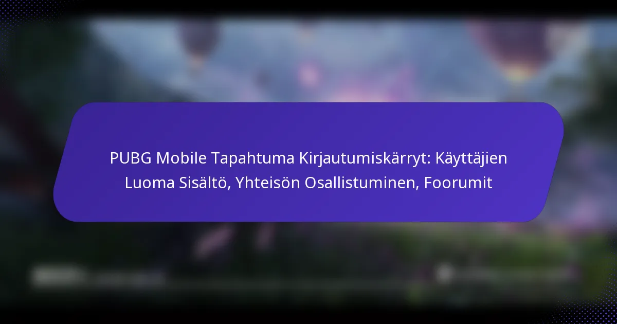 PUBG Mobile Tapahtuma Kirjautumiskärryt: Käyttäjien Luoma Sisältö, Yhteisön Osallistuminen, Foorumit