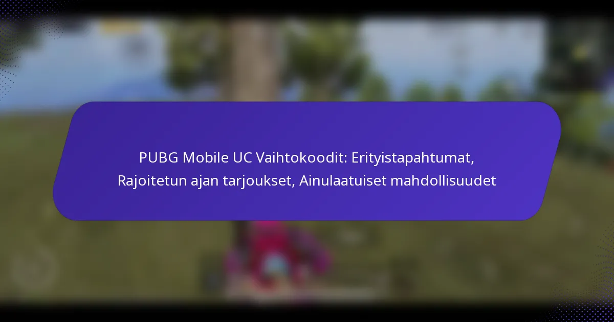 PUBG Mobile UC Vaihtokoodit: Erityistapahtumat, Rajoitetun ajan tarjoukset, Ainulaatuiset mahdollisuudet