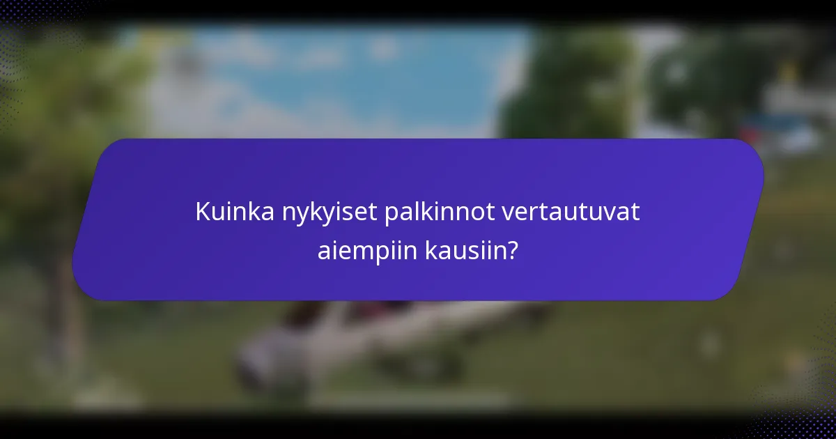 Kuinka nykyiset palkinnot vertautuvat aiempiin kausiin?