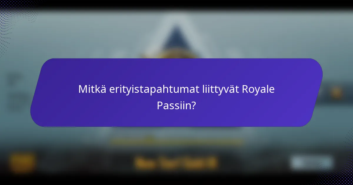 Mitkä erityistapahtumat liittyvät Royale Passiin?